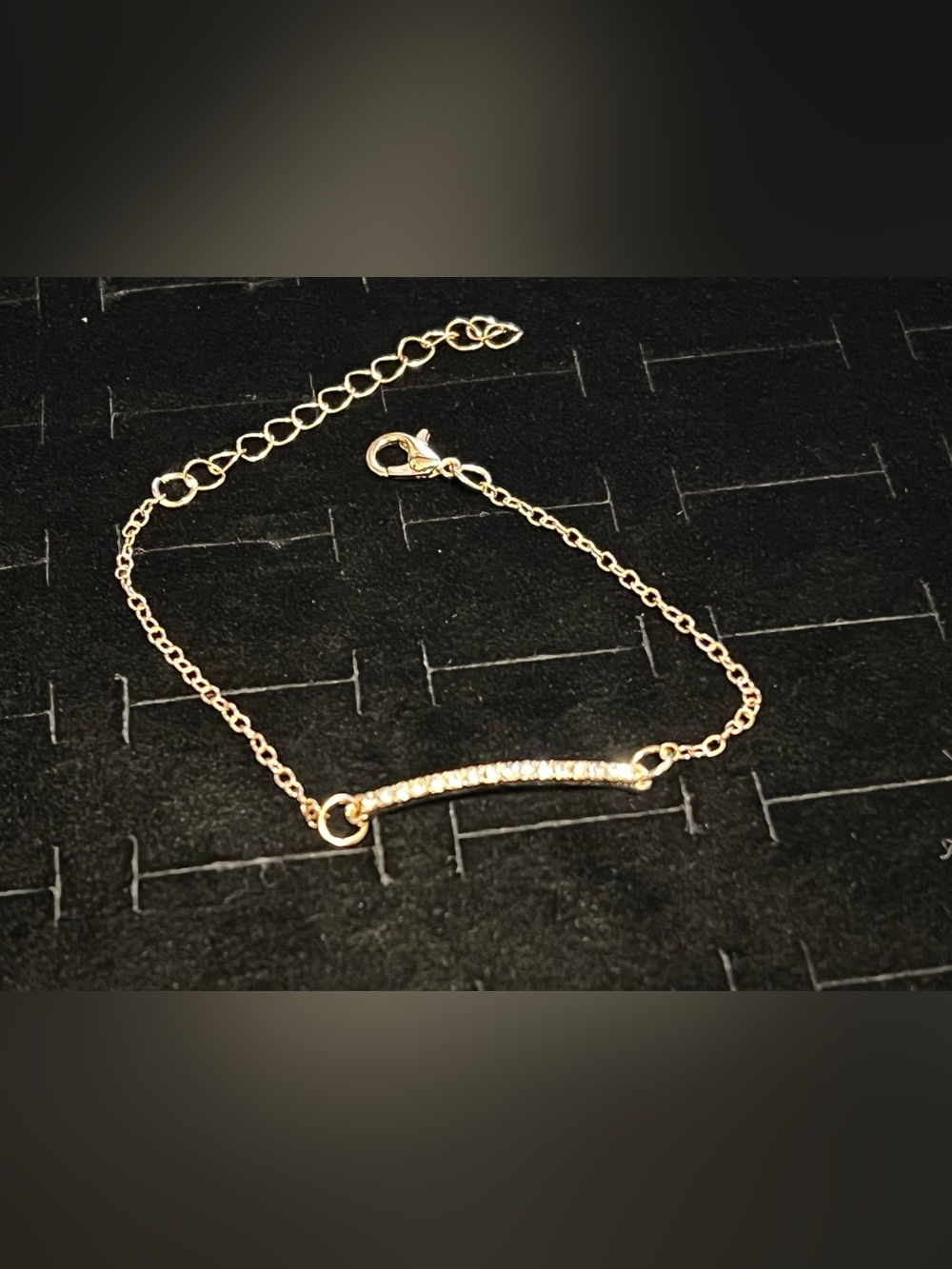 Delicate Gold toned Bar Bracelet with CZ - Women's Jewelry